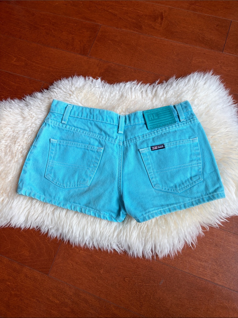 Vintage Ralph Lauren Turquoise Denim Saturday Shorts 2.5 inch US Size 6
